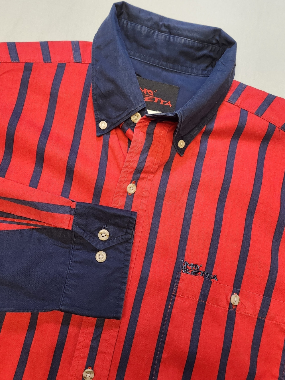 Vintage Mo Betta Garth Brooks Rodeo Navy Red Striped Long Sleeve Shirt XL Cowboy